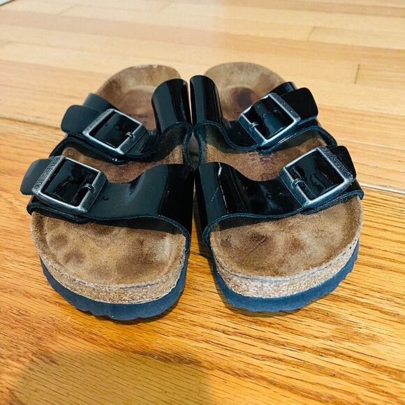 Birkenstock Arizona Sandals in Black Patent Leather - Birko-Flor Size 38 - Picture 8 of 16